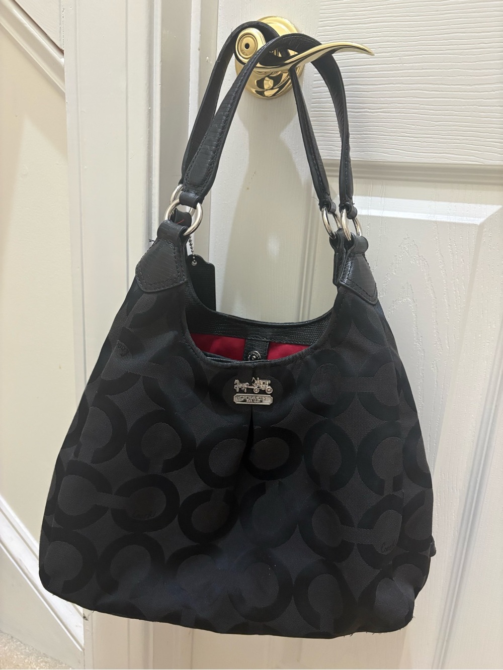 Coach Black Signature Shoulder Bag with Silver Hardware - Picture 8 of 8